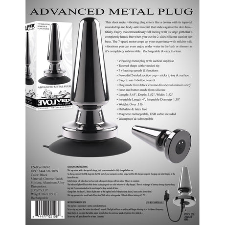 Evolved - Vibrating Metal Anal Plug with Suction Cup    Metal Anal Plug (Vibration) Rechargeable