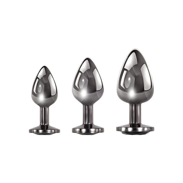 Evolved - Black Gem Metal Anal Plug Set (Silver) EV1015 CherryAffairs