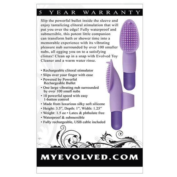 Evolved - Fingerific Rechargeable Bullet Vibrator Clitoral Massager (Purple) EV1024 CherryAffairs