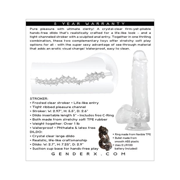 Evolved - Gender X Clearly Combo Realistic Dildo with Ass Stroker Masturbator Set (Clear) EV1027 CherryAffairs