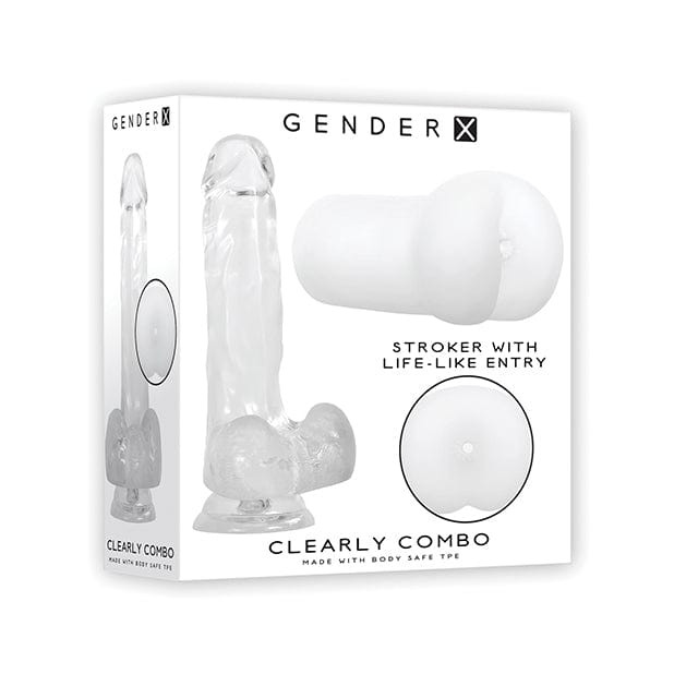 Evolved - Gender X Clearly Combo Realistic Dildo with Ass Stroker Masturbator Set (Clear) EV1027 CherryAffairs