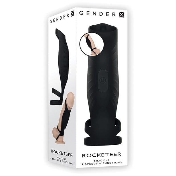 Evolved - Gender X Rocketeer Vibrating Silicone Penis Sheath (Black) EV1033 CherryAffairs