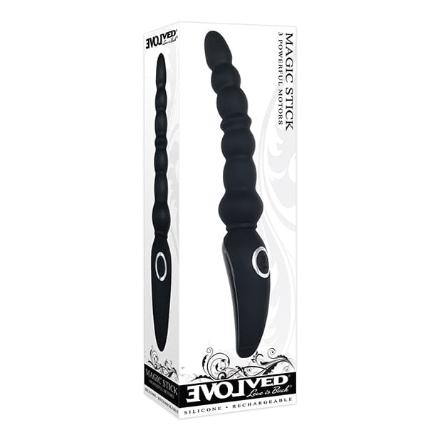 Evolved - Magic Stick Beaded Vibrator Anal Beads (Black) EV1046 CherryAffairs