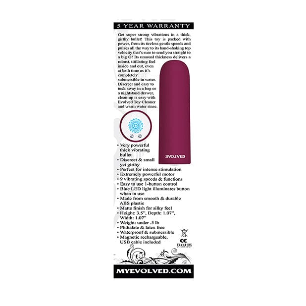 Evolved - Mighty Thick Rechargeable Bullet Vibrator (Burgundy) EV1047 CherryAffairs