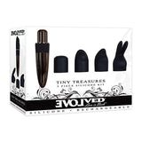 Evolved - Tiny Treasures 5 Piece Silicone Kit Rechargeable Bullet Vibrator (Black) EV1057 CherryAffairs