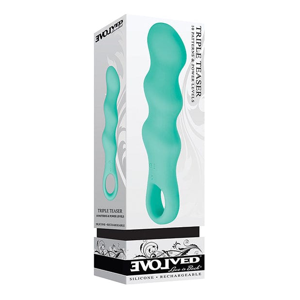 Evolved - Triple Teaser Silicone Rechargeable Vibrator (Teal) EV1058 CherryAffairs