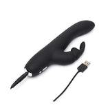 Fifty Shades of Grey - Greedy Girl Rechargeable Slimline Rabbit Vibrator (Black) FSG1109 CherryAffairs