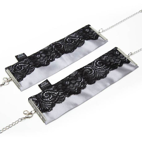 Fifty Shades of Grey - Play Nice Satin & Lace Wrist Cuffs (Grey) FSG1154 CherryAffairs