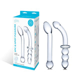 Glas - 2 pc G Spot Pleasure Glass Dildo Butt Plug Set (Clear)    Glass Dildo (Non Vibration)