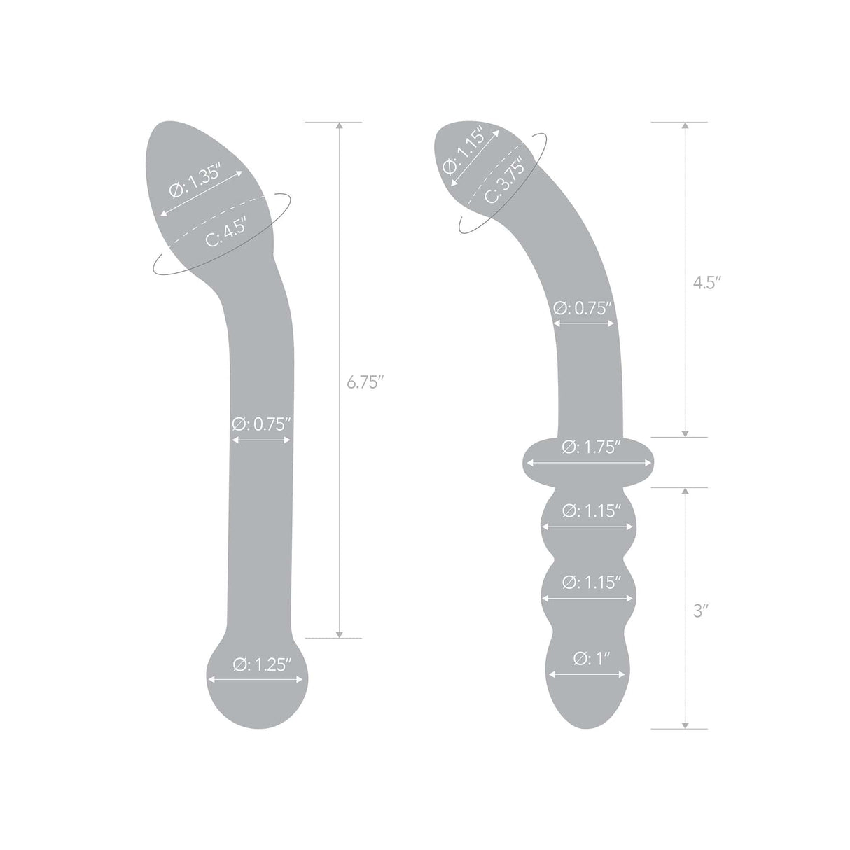 Glas - 2 pc G Spot Pleasure Glass Dildo Butt Plug Set (Clear)    Glass Dildo (Non Vibration)