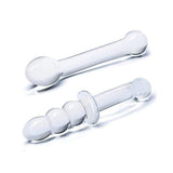 Glas - 2 pc G Spot Pleasure Glass Dildo Butt Plug Set (Clear) GL1027 CherryAffairs