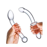 Glas - 2 pc G Spot Pleasure Glass Dildo Butt Plug Set (Clear) GL1027 CherryAffairs