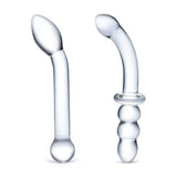 Glas - 2 pc G Spot Pleasure Glass Dildo Butt Plug Set (Clear) GL1027 CherryAffairs