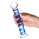 Glas - Blue Spiral Glass Dildo 7.5" (Blue) GL1002 CherryAffairs