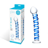 Glas - Blue Spiral Glass Dildo 7.5" (Blue) GL1002 CherryAffairs