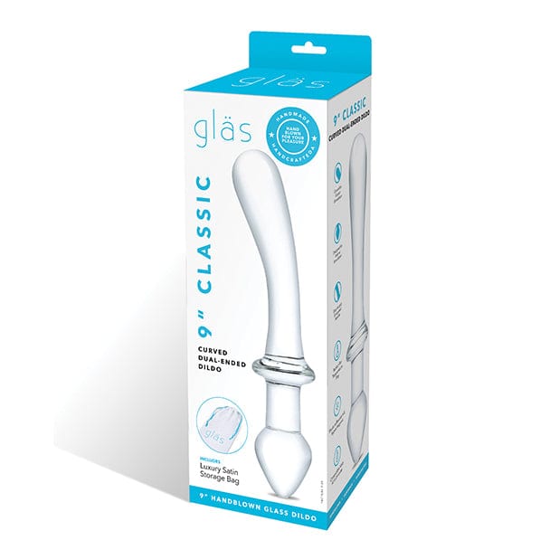 Glas - Classic Curved Dual Ended Glass Dildo 9" (Clear)    Glass Dildo (Non Vibration)