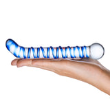 Glas - Mr Swirly G Spot Hand Blown Glass Dildo 6.5" (Clear/Blue)    Glass Dildo (Non Vibration)