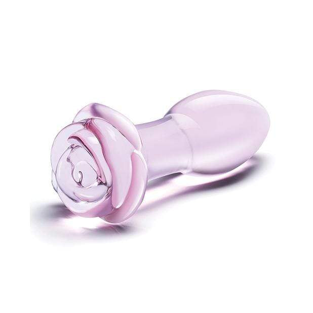 Glas - Rosebud Glass Butt Plug 5" (Pink) GL1032 CherryAffairs