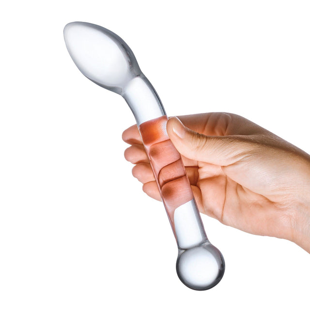 Glas - Slimline G Spot Hand Blown Glass Dildo 8" (Clear)    Glass Dildo (Non Vibration)