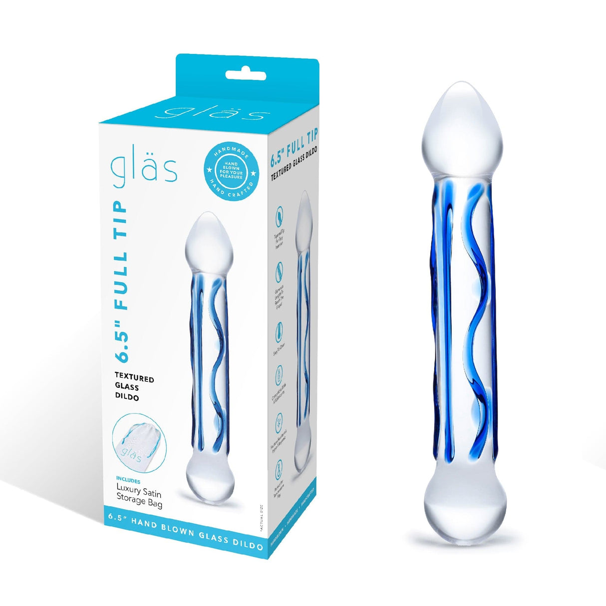 Glas - Tip Textured Glass Dildo 6.5" (Clear)    Glass Dildo (Non Vibration)