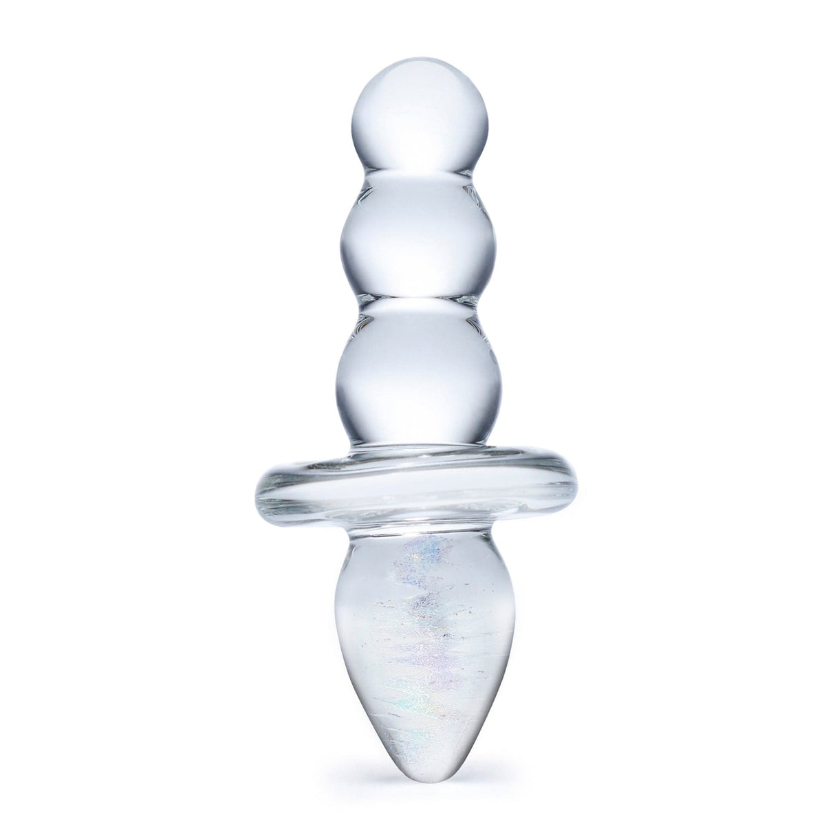 Glas - Titus Beaded Glass Butt Plug 4.5" (Clear)    Glass Anal Plug (Non Vibration)