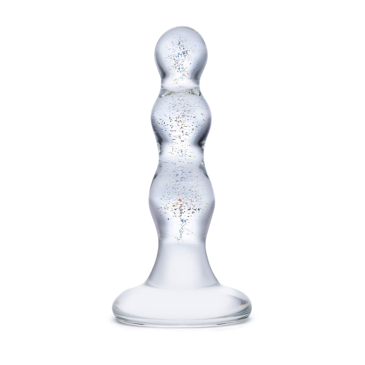 Glas - Triple Play Beaded Butt Plug 4" (Clear)    Glass Anal Plug (Non Vibration)