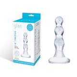 Glas - Triple Play Beaded Butt Plug 4" (Clear)    Glass Anal Plug (Non Vibration)