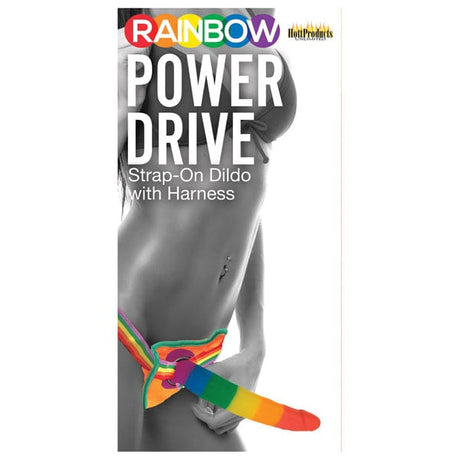 Hott Products - Rainbow Power Driver Strap On Dildo with Harness 7" (Multi Colour) HTP1011 CherryAffairs
