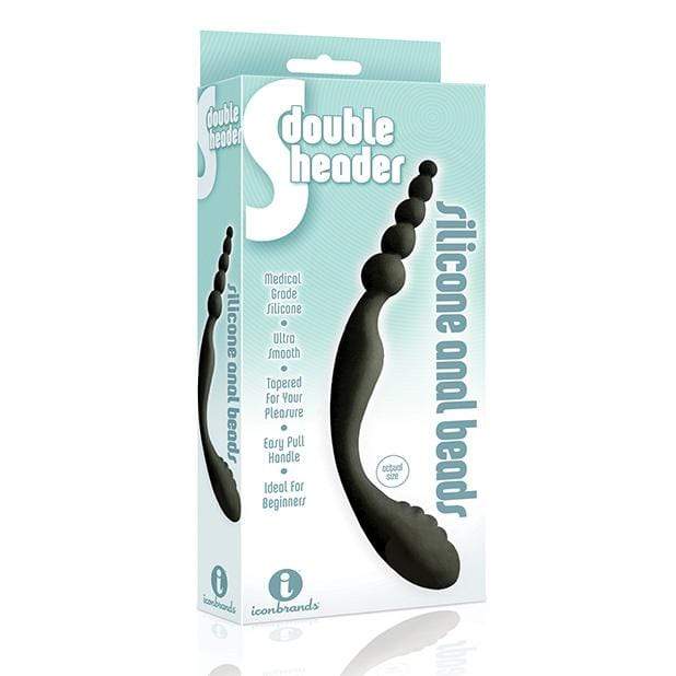 Icon Brands - S Double Header Double Ended Silicone Anal Beads (Black) IB1015 CherryAffairs