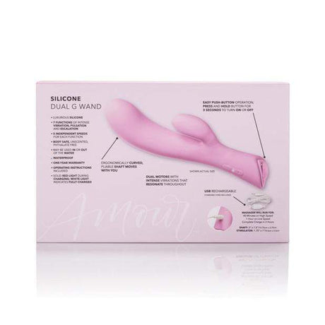 Jopen - Amour Rechargeable Silicone Dual G Rabbit Vibrator (Pink)    Rabbit Dildo (Vibration) Rechargeable