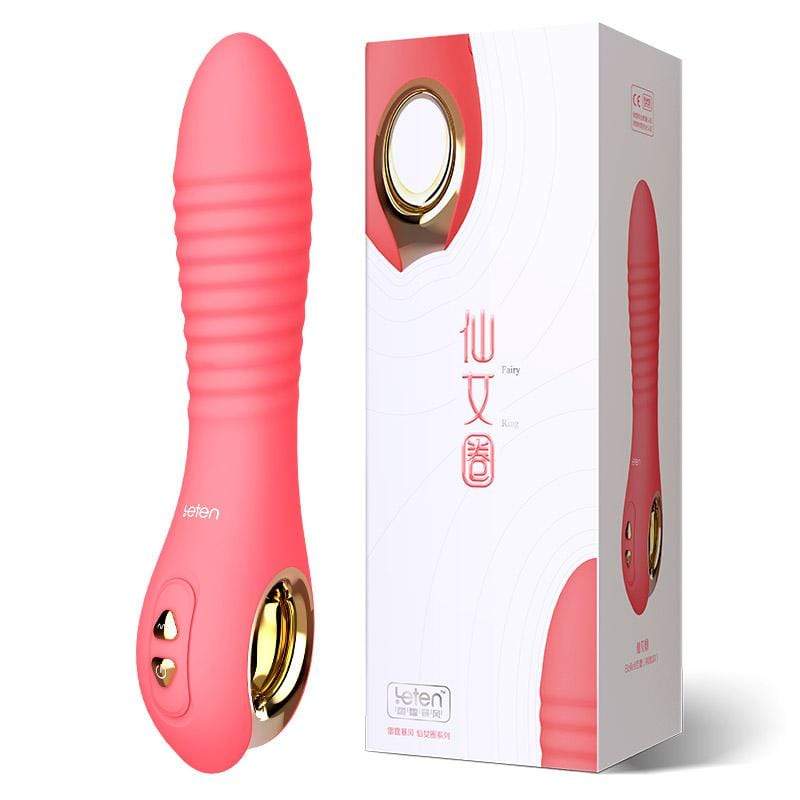 Leten - Fairy Magnetic Rechargeable Thrusting Vibrator with White Rabbit Massager (Pink) LET1003 CherryAffairs