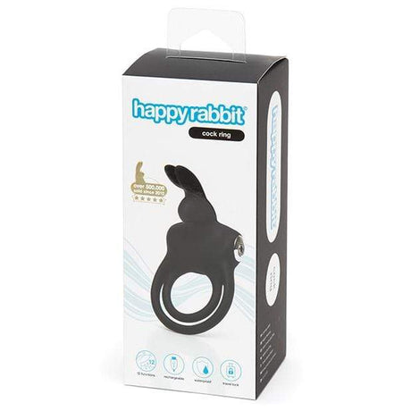 Love Honey - Happy Rabbit Rechargeable Love Ring (Black) LH1017 CherryAffairs