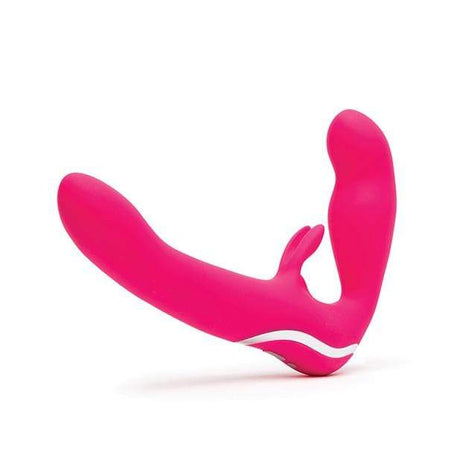 Love Honey - Happy Rabbit Strapless Strap on Vibrator (Pink) LH1012 CherryAffairs