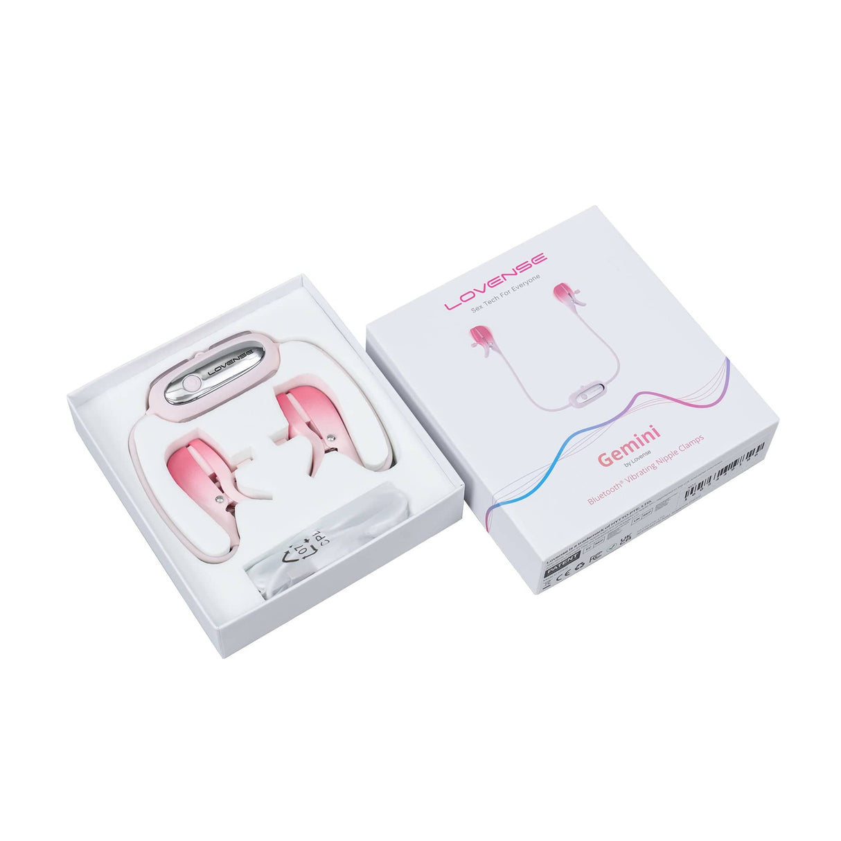 Lovense - Gemini App-Controlled Vibrating Nipple Clamps (Pink)    Nipple Clamps (Vibration) Rechargeable