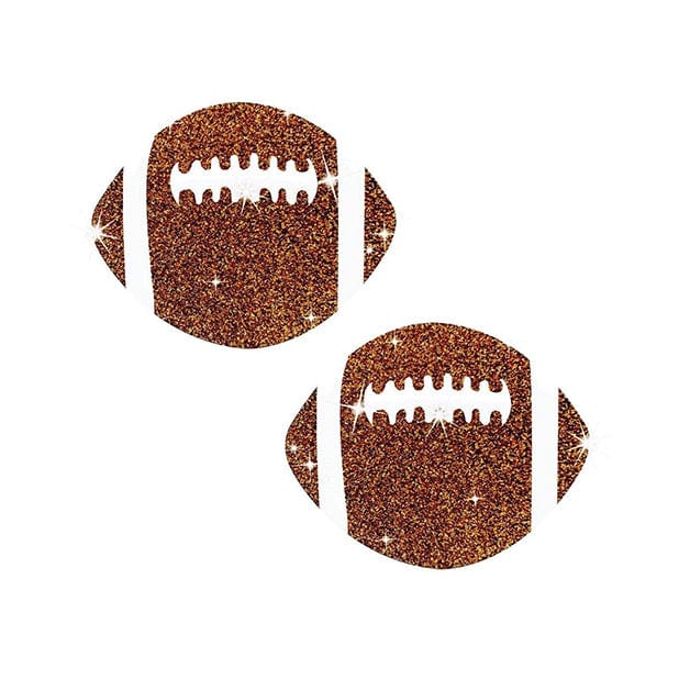 Neva Nude - Football Glitter Pasties Nipple Covers O/S (Brown)    Nipple Covers