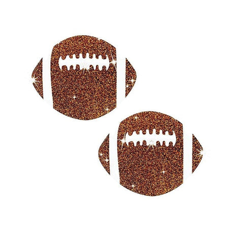 Neva Nude - Football Glitter Pasties Nipple Covers O/S (Brown)    Nipple Covers