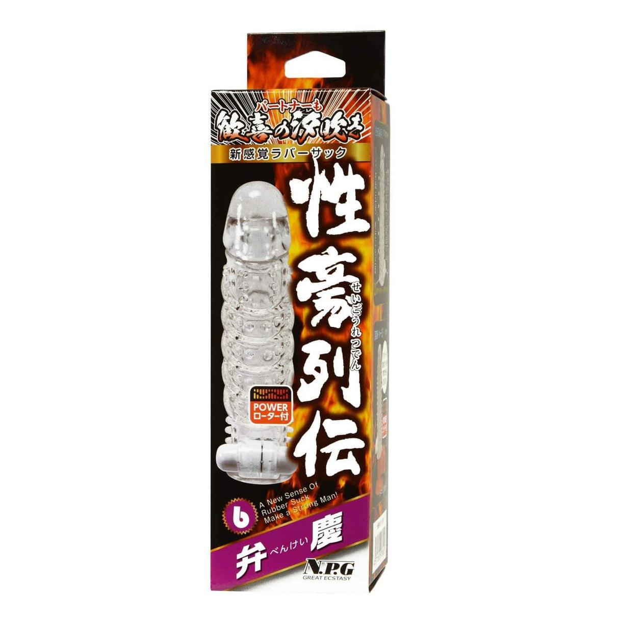 NPG - Sex Retsuden 6 Benkei Vibrating Cock Sleeve (Clear) NPG1050 CherryAffairs