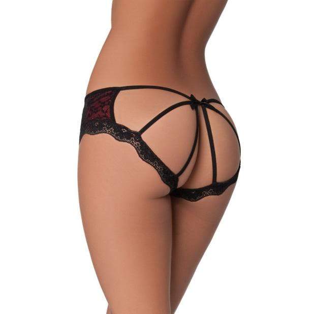 Oh La La Cheri - Cage Back Lace Panty X/L (Black/Red) OL1002 CherryAffairs