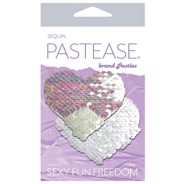 Pastease - Premium Color Changing Flip Sequins Heart Pasties Nipple Covers O/S (Pearl/White)    Nipple Covers