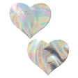 Pastease - Premium Hologram Heart Pasties Nipple Covers O/S (Silver)    Nipple Covers