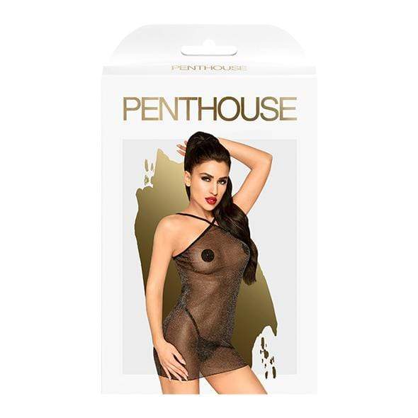 Penthouse - Bombshell Sheer Shimmer Mini Dress S/M (Black) PH1163 CherryAffairs