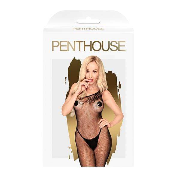 Penthouse - Fancy Dope One Shoulder Crotchless Bodystocking Costume XL (Black) PH1081 CherryAffairs