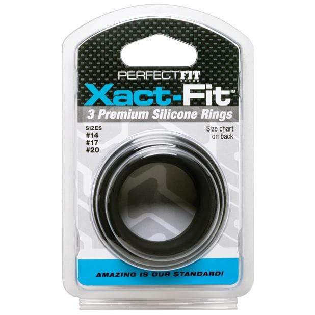 Perfect Fit - Xact Fit 3 Cock Ring Kit S/M/L (Black) PF1044 CherryAffairs