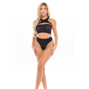 Pink Lipstick - Divine 3Pc Bandeau Lingerie Set O/S (Black)    Lingerie Set