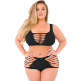 Pink Lipstick - Slash N Dash Seamless Bra Lingerie Set Queen (Black)    Lingerie Set