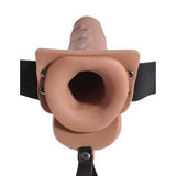 Pipedream - Fetish Fantasy Hollow Squirting Strap On with Balls 7.5" (Brown) PD1775 CherryAffairs