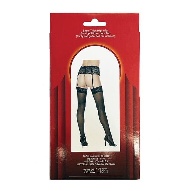 Popsi Lingerie - Silicone Lace Top Thigh High Stockings O/S (Black) PO1010 CherryAffairs