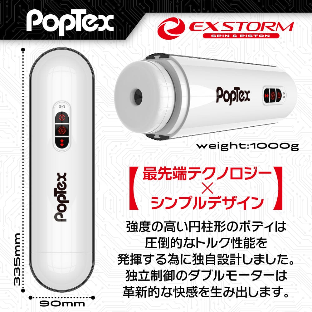 Poptex - Ex Storm Spin and Piston Double Motor Electric Masturbator (White) OT1186 CherryAffairs