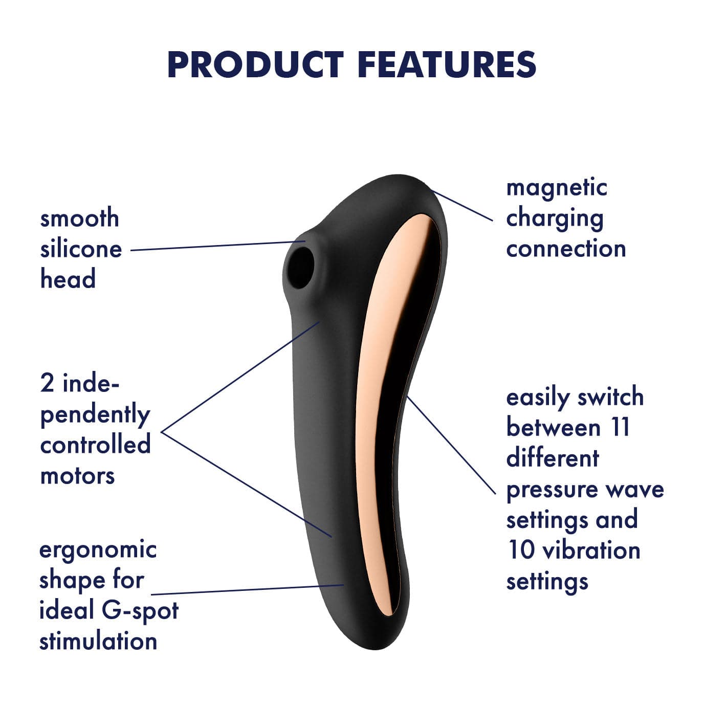 Satisfyer - Dual Kiss Insertable Air Pulse Vibrator Clitoral Air Stimulator (Black)    Clit Massager (Vibration) Rechargeable