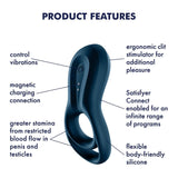 Satisfyer - Epic Duo Bluetooth App-Controlled Silicone Vibrating Cock Ring (Navy) STF1204 CherryAffairs